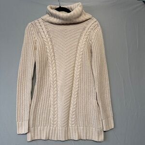 Urban Heritage Womens Cable Knit Turtleneck Sweater Size Small Beige Cottagecore
